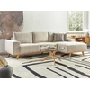 Beliani Trivietė kampinė sofa NORA smėlio spalvos kairinė