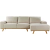 Beliani Trivietė kampinė sofa NORA smėlio spalvos kairinė