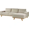 Beliani Trivietė kampinė sofa NORA smėlio spalvos kairinė
