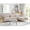 Beliani Trivietė kampinė sofa SIMOS, šenilinė, smėlio spalvos, kairinė