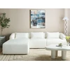 Beliani Trivietė kampinė sofa SVANSELE, bouclé audinys, kreminė balta, dešininė
