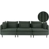 Beliani Trivietė modulinė sofa EGERIS tamsiai žalias velvetas