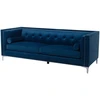 Beliani Trivietė sofa AVALDSENES velvetinė, tamsiai mėlyna