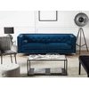 Beliani Trivietė sofa AVALDSENES velvetinė, tamsiai mėlyna