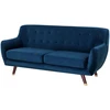 Beliani Trivietė sofa BODO, veliūras, tamsiai mėlyna