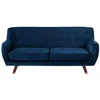 Beliani Trivietė sofa BODO, veliūras, tamsiai mėlyna