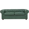 Beliani Trivietė sofa CHESTERFIELD iš ekologiškos odos, žalia