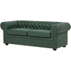 Beliani Trivietė sofa CHESTERFIELD iš ekologiškos odos, žalia