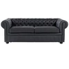 Beliani Trivietė sofa CHESTERFIELD Natūrali oda Juoda