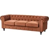 Beliani Trivietė sofa CHESTERFIELD veliūrinė, auksinės rudos spalvos