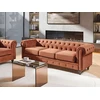 Beliani Trivietė sofa CHESTERFIELD veliūrinė, auksinės rudos spalvos