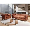 Beliani Trivietė sofa CHESTERFIELD veliūrinė, auksinės rudos spalvos