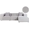 Beliani Trivietė sofa kampinė DOLVA, velvetinis audinys, šviesiai pilka, kairinė