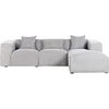 Beliani Trivietė sofa kampinė DOLVA, velvetinis audinys, šviesiai pilka, kairinė