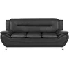 Beliani Trivietė sofa LEIRA, juoda, iš eko odos