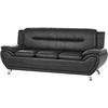 Beliani Trivietė sofa LEIRA, juoda, iš eko odos