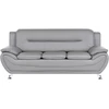 Beliani Trivietė sofa LEIRA, pilka, iš ekologiškos odos
