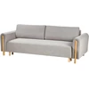 Beliani Trivietė sofa-lova KVAM, pilka, su patalynės dėže