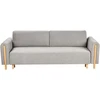 Beliani Trivietė sofa-lova KVAM, pilka, su patalynės dėže