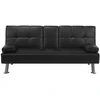 Beliani Trivietė sofa-lova ROXEN iš eko odos, juoda