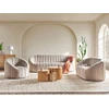 Beliani Trivietė sofa MALUNG, veliūrinė, smėlio spalvos
