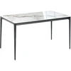 Beliani Valgomojo stalas JOLLEIN baltas marmuras 140 cm 80 cm stiklas