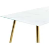 Beliani Valgomojo stalas MULGA marmuro imitacija/auksinis 120 cm 70 cm grūdintas stiklas