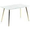 Beliani Valgomojo stalas MULGA marmuro imitacija/auksinis 120 cm 70 cm grūdintas stiklas