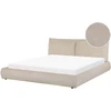 Beliani Vandeninė lova VINAY 180 x 200 cm smėlio spalvos velvetas