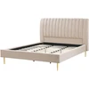 Beliani Velvetinė lova MARVILLE 180 x 200 cm smėlio spalvos