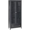 Beliani Vitrina su stikline dalimi NORNALUP 80 cm, juoda