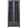Beliani Vitrina su stikline dalimi NORNALUP 80 cm, juoda
