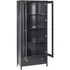 Beliani Vitrina su stikline dalimi NORNALUP 80 cm, juoda