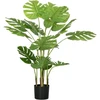 Dirbtinė „Monstera“ gėlė HOMCOM, 120 cm, su vazonu ir PE samanomis, itin tikroviška, svetainei, žalia