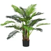 Dirbtinis augalas HOMCOM, dirbtinė palmė, 100 cm, 27 šakos, kambarinis augalas, dirbtinis medelis, dekoracija vidaus ir lauko erdvėms, žalia