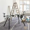 DURHAND kryžminio pjovimo pjūklų darbo stalo apatinis rėmas, juodas+sidabrinis, šoninis prailginimas 123,5-245 cm