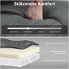 Dvivietė sofa, dygsniuotas atlošas, medinės kojos, storas paminkštinimas, linų imitacija, mažo kambario baldas, pilka