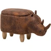 Fotelis Beliani Gyvūno formos pufas su daiktadėže RHINO eko oda šviesiai rudas raganosis