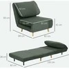 Fotelis HOMCOM "2 in 1" sofa lova Reguliuojamas sulankstomas čiužinys Miegamojo, svetainės, velveto išvaizdos svečių lova Žalia 82 x 89 x 83 cm