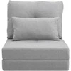 HOMCOM 2-in-1 sulankstomas grindų fotelis-lova su reguliuojamu atlošu, grindų sofa su dekoratyvine pagalve, grindų sėdimoji pagalvė svetainei, miegamajam, lininis, pilkas