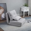 Fotelis HOMCOM 2-in-1 sulankstomas grindų krėslas-lova su reguliuojamu atlošu, grindų sofa su dekoratyvine pagalvėle, grindų sėdynės pagalvė svetainei, miegamajam, lino audinys, pilka spalva