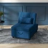 Fotelis HOMCOM 3-in-1 sofa-lova su lovos funkcija, išskleidžiama sofa-lova, miegamasis krėslas su šonine kišene, reguliuojamu atlošu, pakraunama iki 150 kg, skirta svetainei, miegamajam, mėlyna