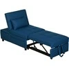 Fotelis HOMCOM 3-in-1 sofa-lova su lovos funkcija, išskleidžiama sofa-lova, miegamasis krėslas su šonine kišene, reguliuojamu atlošu, pakraunama iki 150 kg, skirta svetainei, miegamajam, mėlyna