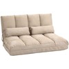 Fotelis HOMCOM 2-in-1 grindų sėdynė, sofa-lova su 3 padėčių reguliuojamu atlošu, aksominė, smėlio spalvos, 102x73x60 cm