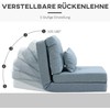 Fotelis HOMCOM Grindų kėdė 2-in-1 Sulankstoma lova su reguliuojamu atlošu, grindų sofa su dekoratyvine pagalve, grindų sėdynės pagalvė svetainei, miegamajam, linas, dangaus mėlyna