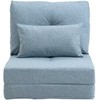 Fotelis HOMCOM Grindų kėdė 2-in-1 Sulankstoma lova su reguliuojamu atlošu, grindų sofa su dekoratyvine pagalve, grindų sėdynės pagalvė svetainei, miegamajam, linas, dangaus mėlyna