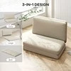 Fotelis HOMCOM grindų sofa "3-in-1" sulankstoma aksomo išvaizdos sofa-lova, minkšta sofa-lova iki 240 kg, skirta miegamajam, svetainei, smėlio spalvos