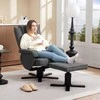 Fotelis HOMCOM poilsio krėslas su pufu, 360° besisukantis TV krėslas su reguliuojamu atlošu, gulima funkcija, supimo funkcija, TV krėslas aksominės išvaizdos, galvos atrama svetainei, tamsiai pilka