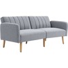 HOMCOM skandinaviško dizaino sofa-lova 2 asmenims, 3 kryptimis reguliuojamas atlošas, gumos medžio kojos, pilkos spalvos lininis audinys