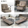 Fotelis HOMCOM Sofa-lova, sulankstoma lova su lovos funkcija, atlošiama su atlošais, minkšta sofa su reguliuojamu atlošu, aksomo išvaizdos, 63 x 73 x 81 cm, šviesiai ruda